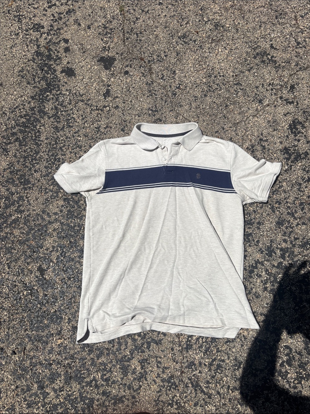 Vintage Y2K IZOD Mens Large White Navy Striped Pique Polo Shirt